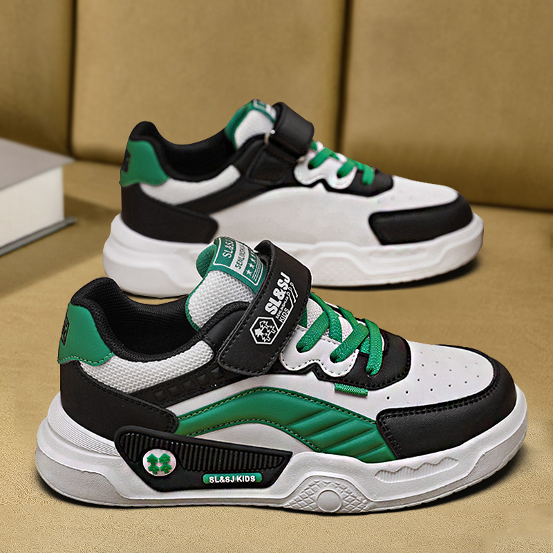 Berniukų bėgimo bateliai su sintetinės odos viršutine dalimi, lengvi, atsparūs dilimui, elastinis uždarymas, gumine pada