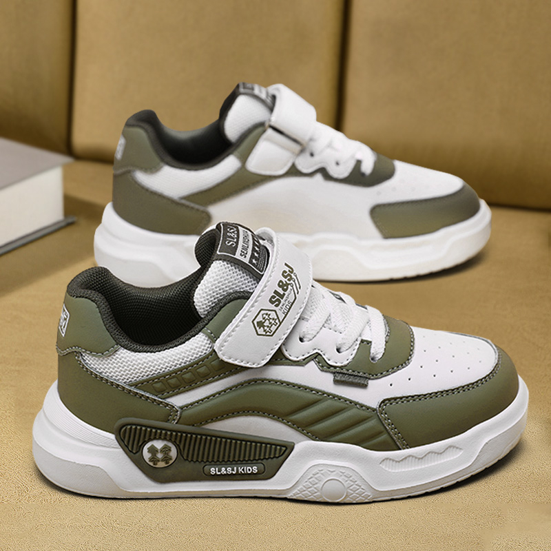 Berniukų bėgimo bateliai su sintetinės odos viršutine dalimi, lengvi, atsparūs dilimui, elastinis uždarymas, gumine pada