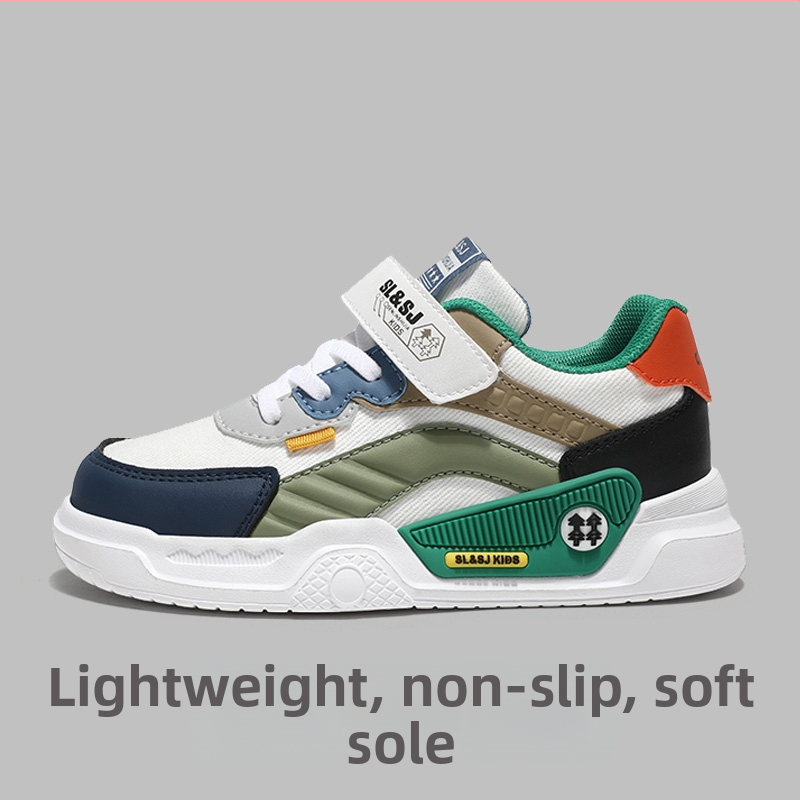 Berniukų bėgimo bateliai su sintetinės odos viršutine dalimi, lengvi, atsparūs dilimui, elastinis uždarymas, gumine pada