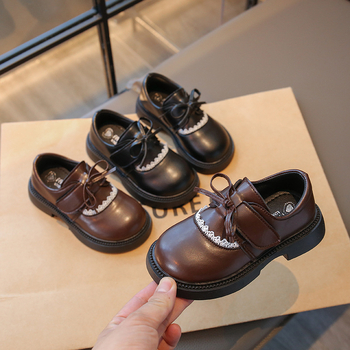 Момичешки принцески обувки с горна част от супер влакна, каучукова подметка, закопчаване с лепенка, нисък връх, PU стелка, пролет–есен 2025