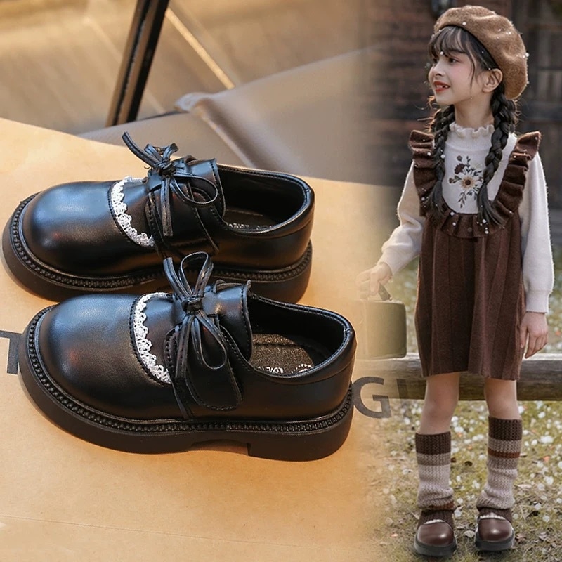 Момичешки принцески обувки с горна част от супер влакна, каучукова подметка, закопчаване с лепенка, нисък връх, PU стелка, пролет–есен 2025