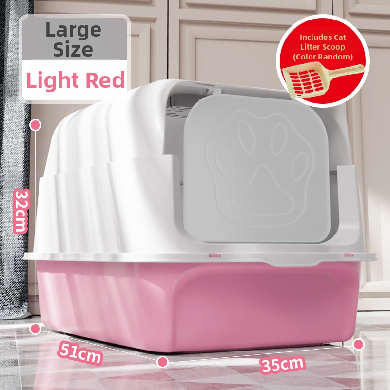 Kaķu smilšu kaste ar pilnībā slēgtu dizainu, šļakatu aizsardzība, pret smaržu, PP materiāls