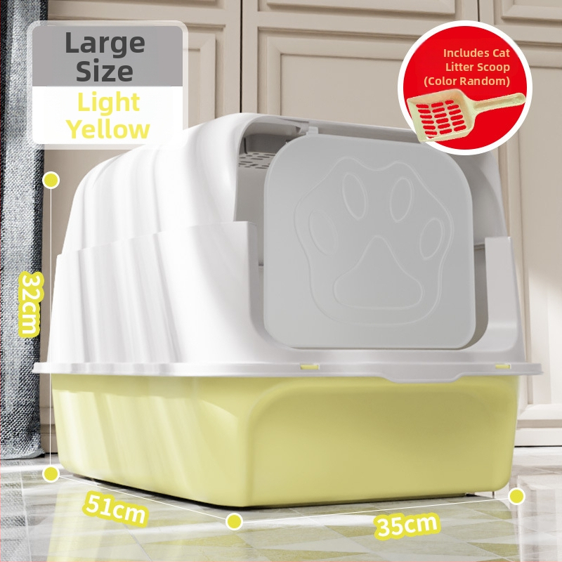 Kaķu smilšu kaste ar pilnībā slēgtu dizainu, šļakatu aizsardzība, pret smaržu, PP materiāls