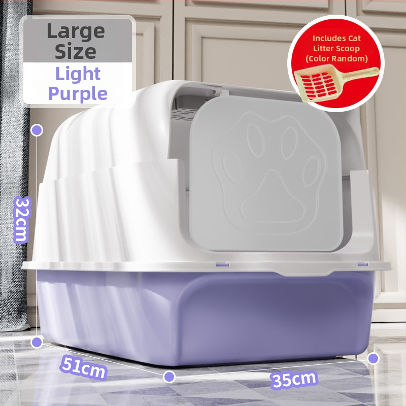 Kaķu smilšu kaste ar pilnībā slēgtu dizainu, šļakatu aizsardzība, pret smaržu, PP materiāls