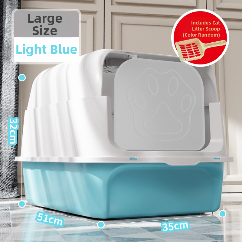 Kaķu smilšu kaste ar pilnībā slēgtu dizainu, šļakatu aizsardzība, pret smaržu, PP materiāls