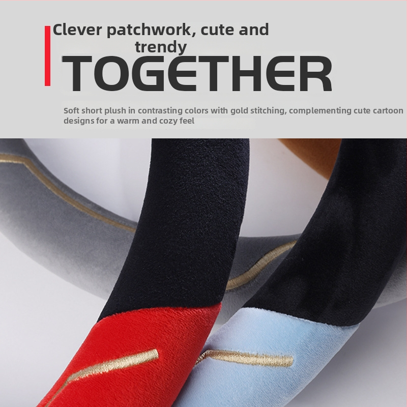 Mu yunji Θήκη τιμονιού αυτοκινήτου από βελούδινη γούνα, χειμερινή, θερμή, αντιολισθητική, κατάλληλη για όλα τα τιμόνια, μινιμαλιστικό στυλ