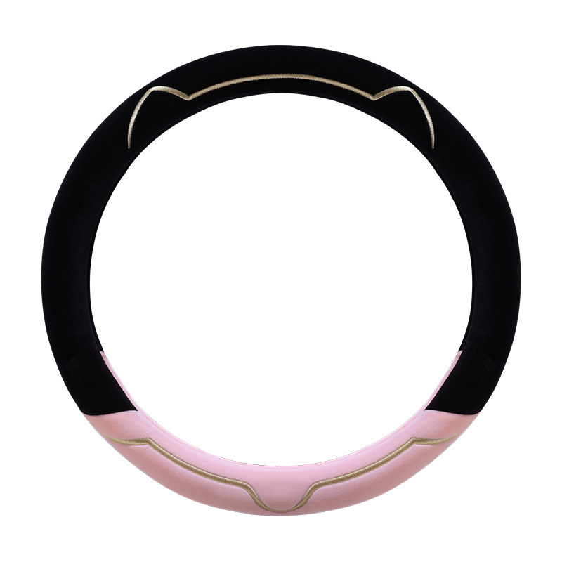 Mu yunji Θήκη τιμονιού αυτοκινήτου από βελούδινη γούνα, χειμερινή, θερμή, αντιολισθητική, κατάλληλη για όλα τα τιμόνια, μινιμαλιστικό στυλ