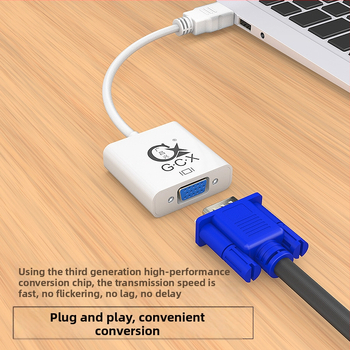 HDMI uz VGA adapteris ar audio, vara kabelis, iebūvēts čips