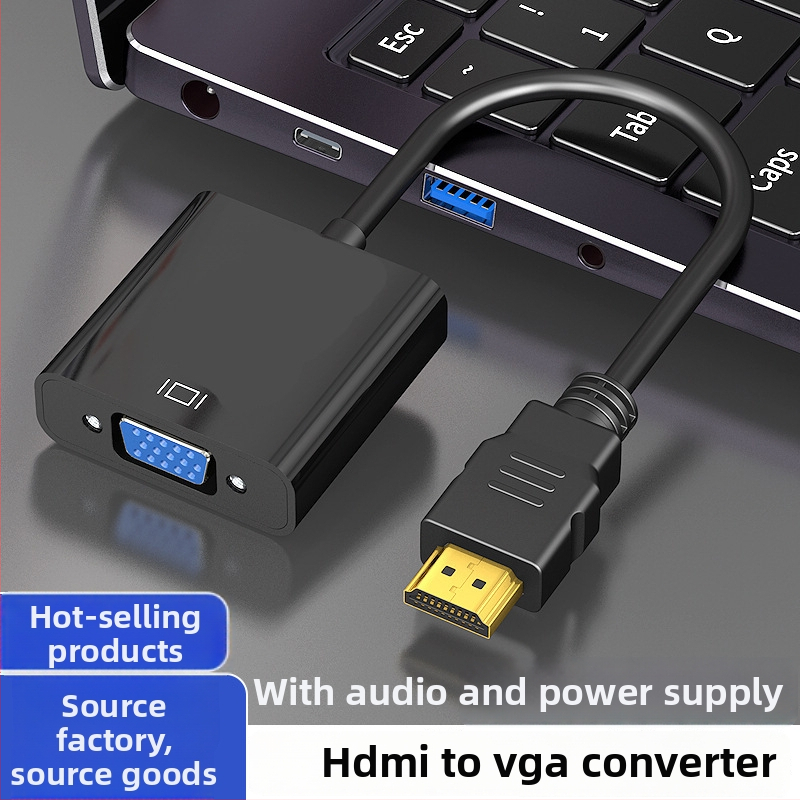 HDMI uz VGA adapteris ar audio, vara kabelis, iebūvēts čips