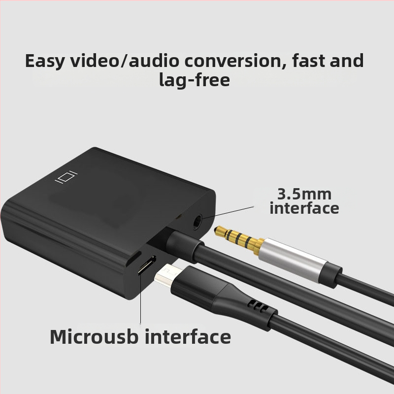 HDMI uz VGA adapteris ar audio, vara kabelis, iebūvēts čips