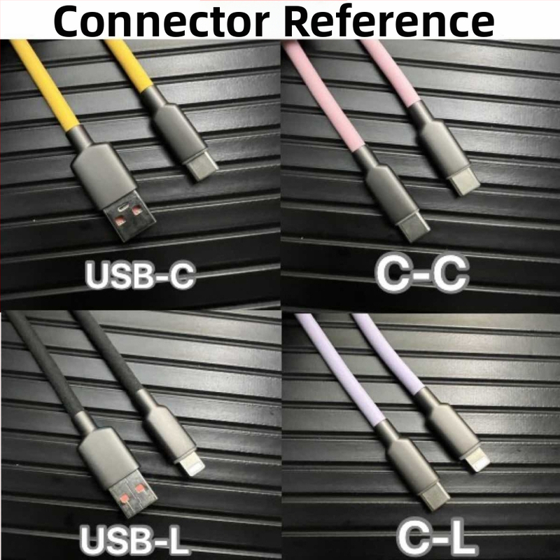 CBT kahetu USB-C ja Lightning andmekaabel RGB valgustusega, siledast silikoonist, 120W kiirlaadimine, ühilduv iPhone, Huawei, Oppo, OnePlus, Realme