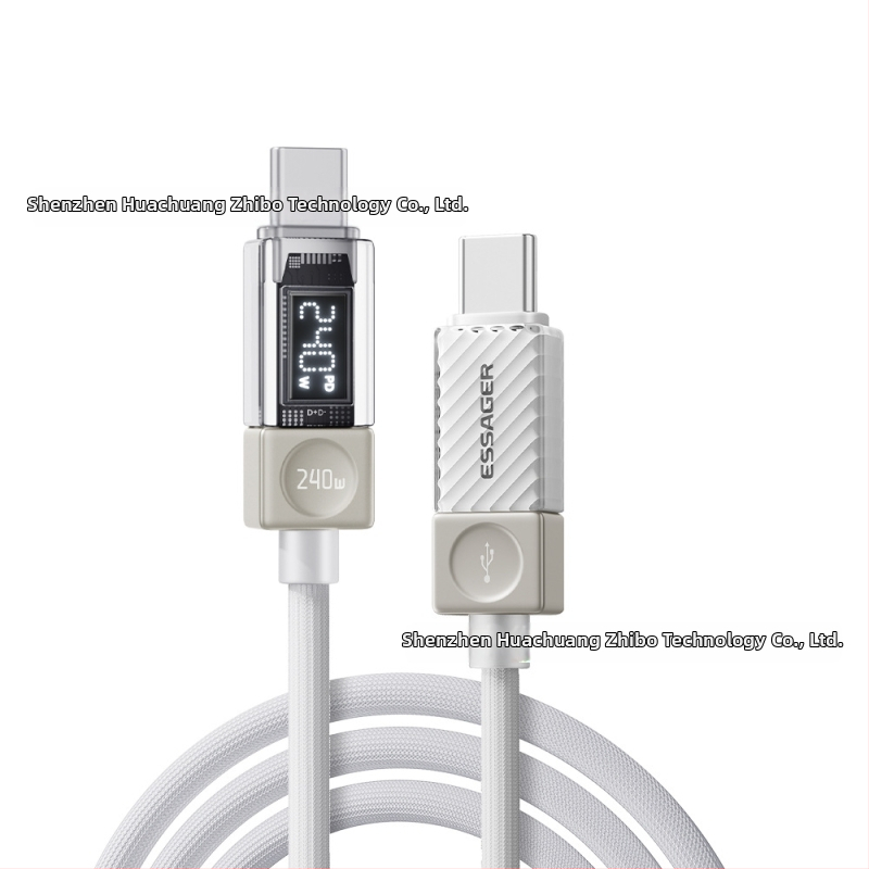 Essager USB-C καλώδιο δεδομένων με ψηφιακή οθόνη, 100W/240W, κράμα ψευδαργύρου, USB-C σε USB-C, για κινητά τηλέφωνα, tablets και φορητούς υπολογιστές