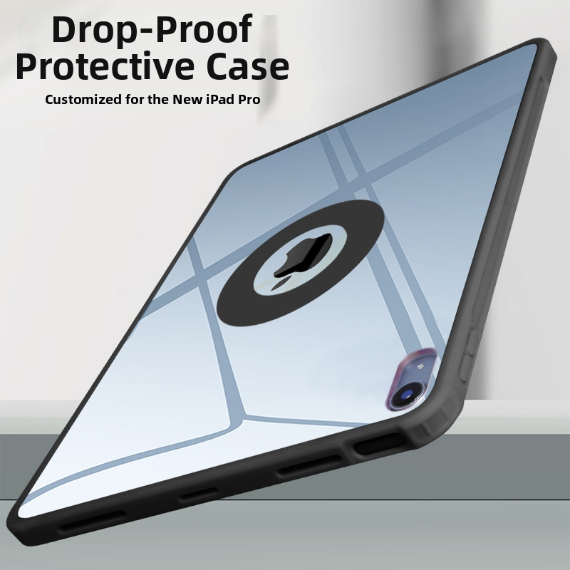 Skaidrus PC dėklas iPad (2024 Air 10.9, Pro 11, 10.2) – matinė apdaila, magnetinis užraktas, atsparus kritimams