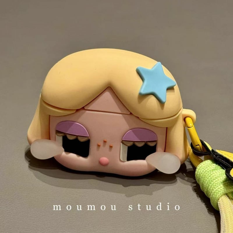 Θήκη AirPods από σιλικόνη, ματ φινίρισμα, γλυκό σχέδιο καρτούν με αστέρι και κλαίγον μωρό, συμβατή με Apple AirPods και άλλα μοντέλα, υποστηρίζει προσαρμογή