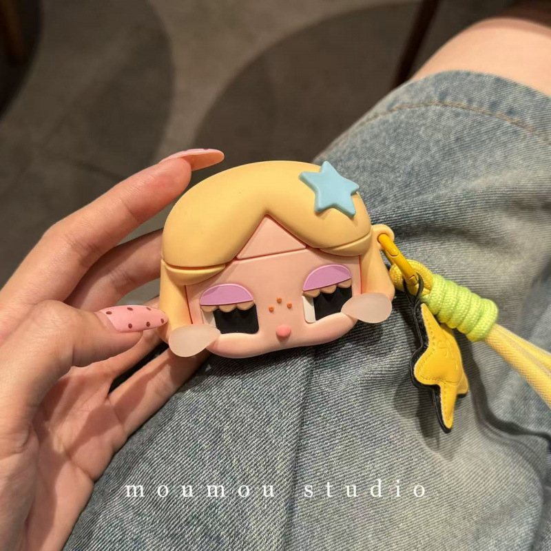 Θήκη AirPods από σιλικόνη, ματ φινίρισμα, γλυκό σχέδιο καρτούν με αστέρι και κλαίγον μωρό, συμβατή με Apple AirPods και άλλα μοντέλα, υποστηρίζει προσαρμογή