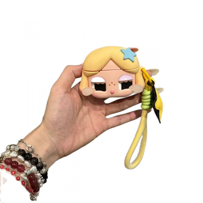 Θήκη AirPods από σιλικόνη, ματ φινίρισμα, γλυκό σχέδιο καρτούν με αστέρι και κλαίγον μωρό, συμβατή με Apple AirPods και άλλα μοντέλα, υποστηρίζει προσαρμογή