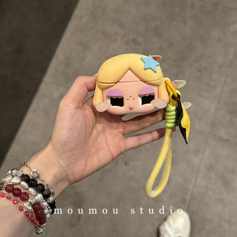 Θήκη AirPods από σιλικόνη, ματ φινίρισμα, γλυκό σχέδιο καρτούν με αστέρι και κλαίγον μωρό, συμβατή με Apple AirPods και άλλα μοντέλα, υποστηρίζει προσαρμογή