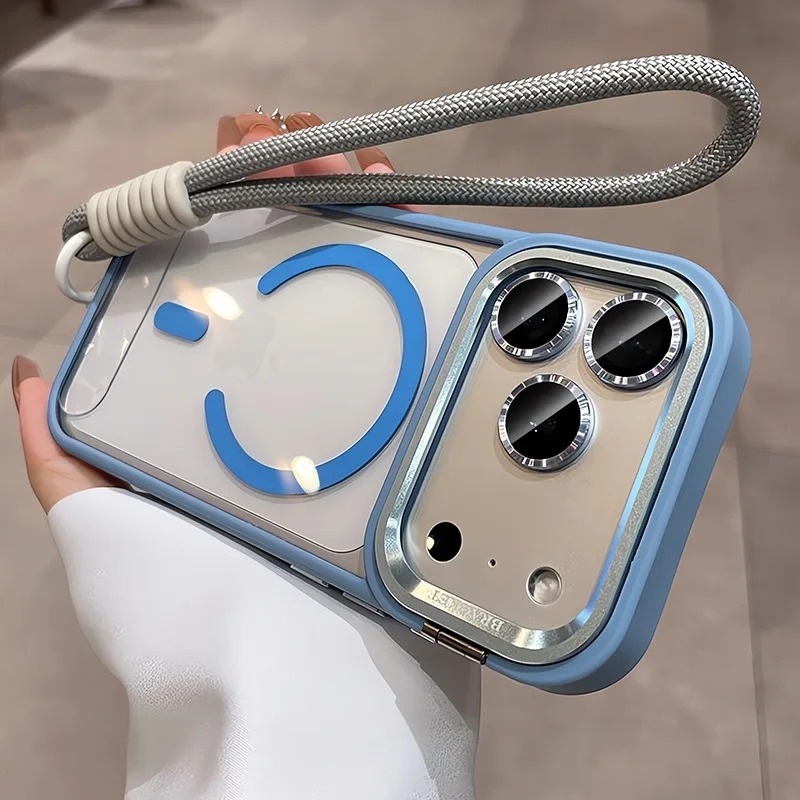 Maska za telefon za iPhone 17 Pro s metalnim držačem objektiva i zaštitnim filmom za objektiv — magnetska, otporna na udarce, držač objektiva, disipacija topline, anti otisci prstiju