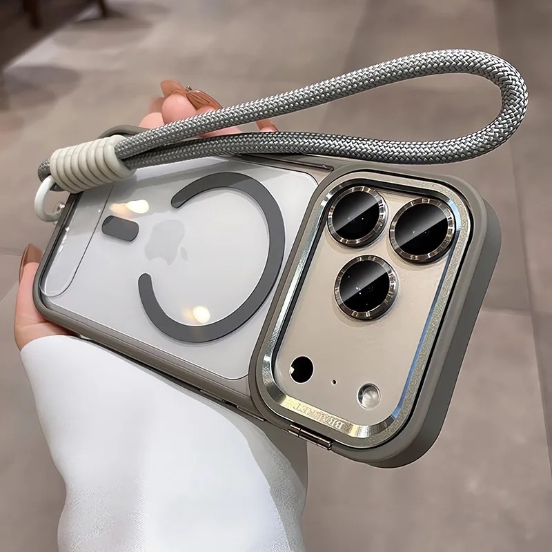 Maska za telefon za iPhone 17 Pro s metalnim držačem objektiva i zaštitnim filmom za objektiv — magnetska, otporna na udarce, držač objektiva, disipacija topline, anti otisci prstiju