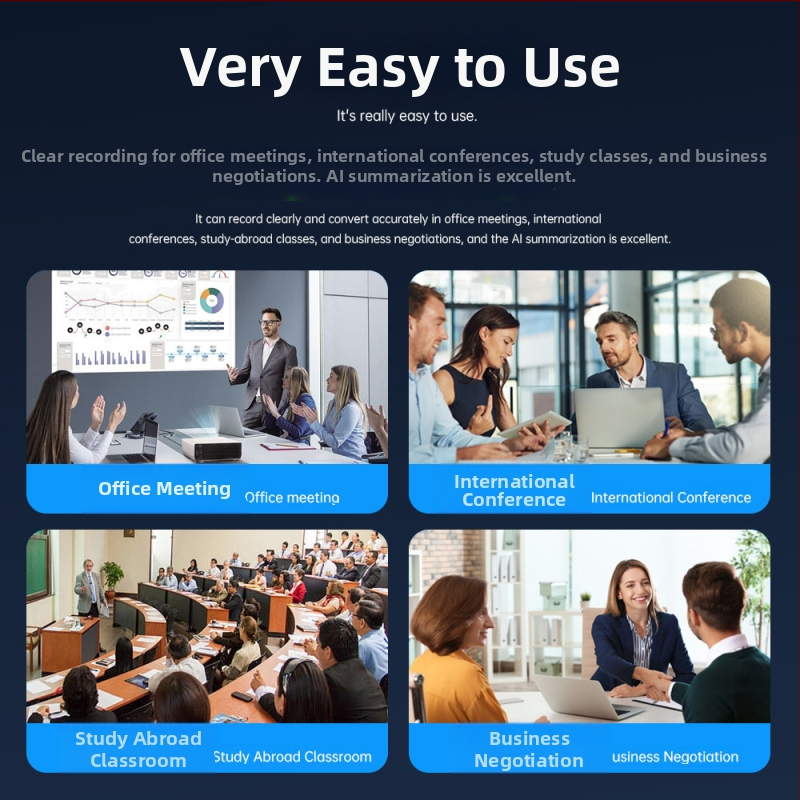 AI kartes diktofons – Vienas pogas ieraksts, MP3, 30 stundu ieraksts, Trīs mikrofoni, Lidmašīnas alumīnija korpuss