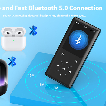 Pasate A-8 MP3 player cu touchscreen, Bluetooth, radio FM, redare video și lectură de cărți electronice (suport card TF; USB 2.0; MP3/WMA/WAV/OGG/FLAC/AAC/APe; baterie 450 mAh, până la 20 de ore)