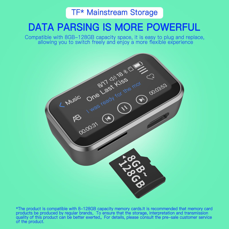 MP3 player με Bluetooth, καταγραφή, ραδιόφωνο FM, εξωτερικό ηχείο, Υποστήριξη TF Κάρτας