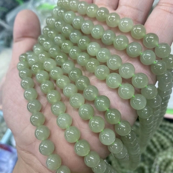 Hetian Jade karkötő, természetes kivitelezés, kör gyöngyök, Vs tisztaság, medálos stílus