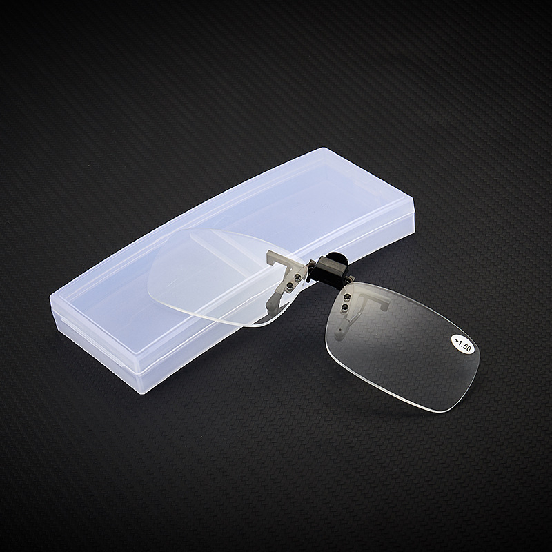 Clip-on presbiopijas brillēs ar atveramu vāciņu, akrila lēcas ar asfēriskām lēcu, PC rāmis, kvadrāta forma, pieaugušajiem, vasara 2024