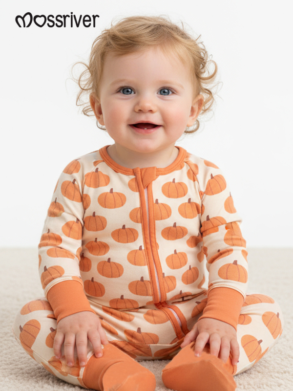 Bambuszrostból készült újszülött overál, uniszex, hosszú ujjú, cipzár, tavasz-ősz