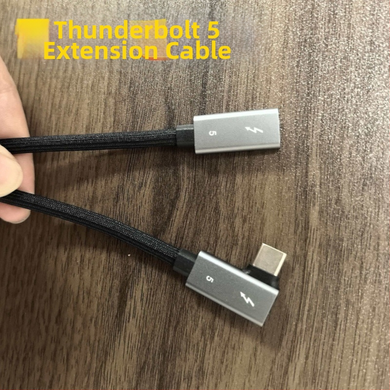 Thunderbolt 5 USB-C datu kabelis mobilā cieto diska korpusam, 1 m garš, TB5/4 saderīgs, Type-C interfeiss, leņķa savienotājs, saderīgs ar Mac