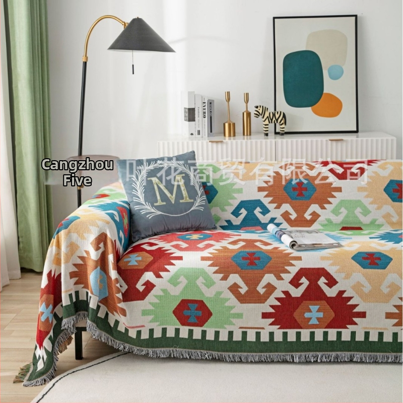 Medvilninė kempinginė antklodė su geometriniu raštu, 3000 g ir daugiau, pritaikoma, visoms sezonoms