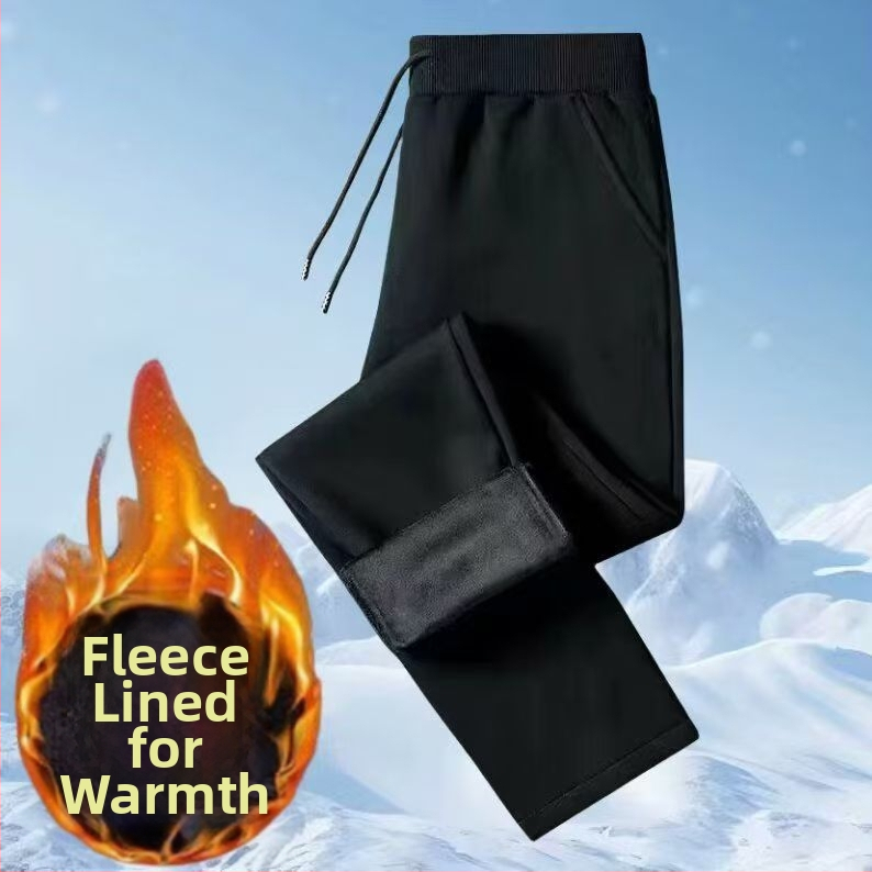 Pantaloni jogger bărbați cu fleece, cu curea și șnur, talie medie, manșete la gleznă