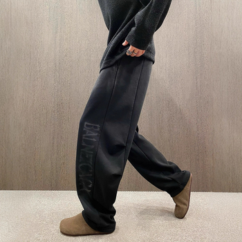 Trening jogger cu design gradient cu litere mari și croială lejeră, Iarnă 2025; micro-elasticitate; talie medie; tapered; drept picior