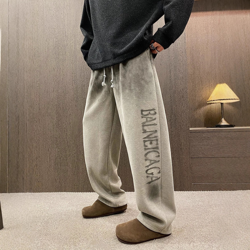 Trening jogger cu design gradient cu litere mari și croială lejeră, Iarnă 2025; micro-elasticitate; talie medie; tapered; drept picior