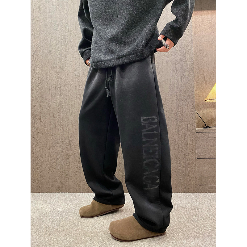 Trening jogger cu design gradient cu litere mari și croială lejeră, Iarnă 2025; micro-elasticitate; talie medie; tapered; drept picior