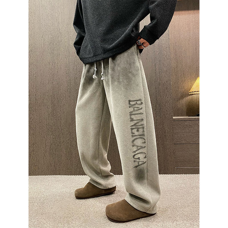 Trening jogger cu design gradient cu litere mari și croială lejeră, Iarnă 2025; micro-elasticitate; talie medie; tapered; drept picior