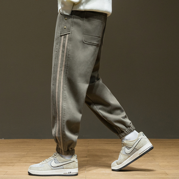 Pantaloni sport bărbați cu fleece, croială dreaptă, talie mijlocie-înaltă, țesătură Lyocell