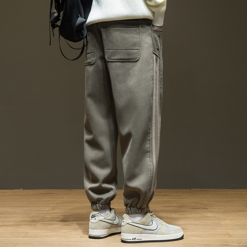 Pantaloni sport bărbați cu fleece, croială dreaptă, talie mijlocie-înaltă, țesătură Lyocell