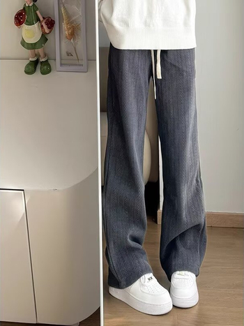 Muške corduroy casual hlače, fleece-izolirane za zimu, labavi ravni kroj, srednji pojas