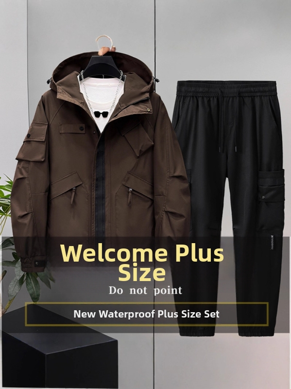 Vyriškas darbo drabužių komplektas su berankoviu paltu ir kelnėmis, poliesterio pluoštas, 2025 m. ruduo