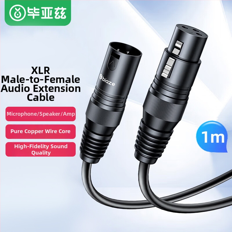 Garso plėtimo kabelis, 1 m, Biaz prekės ženklas, vyriškas–moteriškas jungtis, K66 sertifikatas