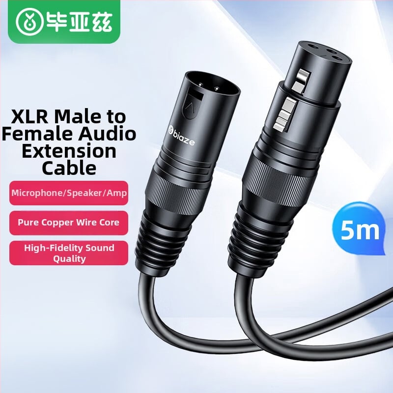 Garso plėtimo kabelis, 1 m, Biaz prekės ženklas, vyriškas–moteriškas jungtis, K66 sertifikatas