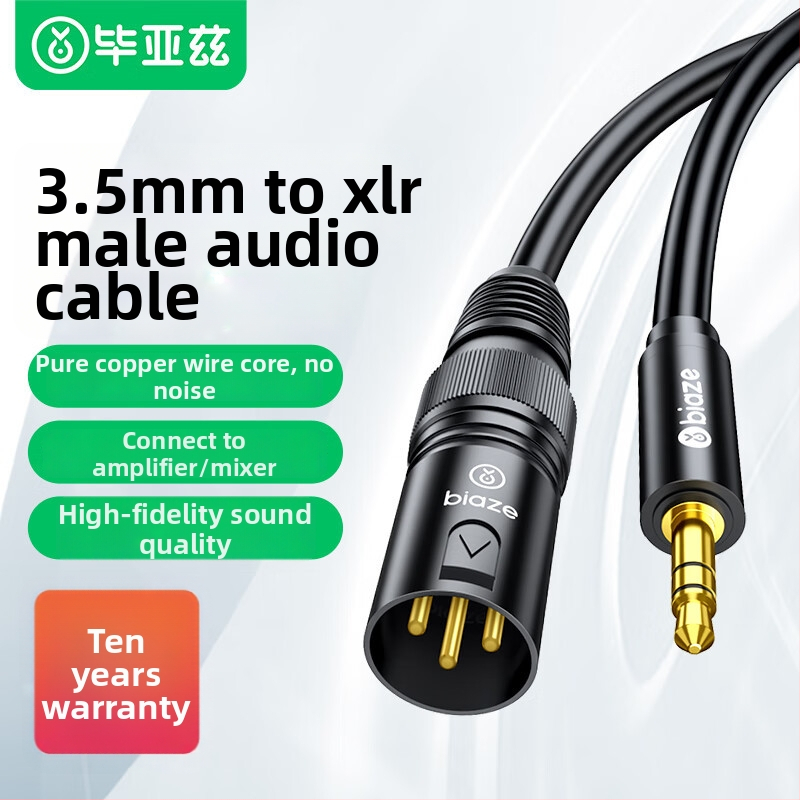 Garso plėtimo kabelis, 1 m, Biaz prekės ženklas, vyriškas–moteriškas jungtis, K66 sertifikatas