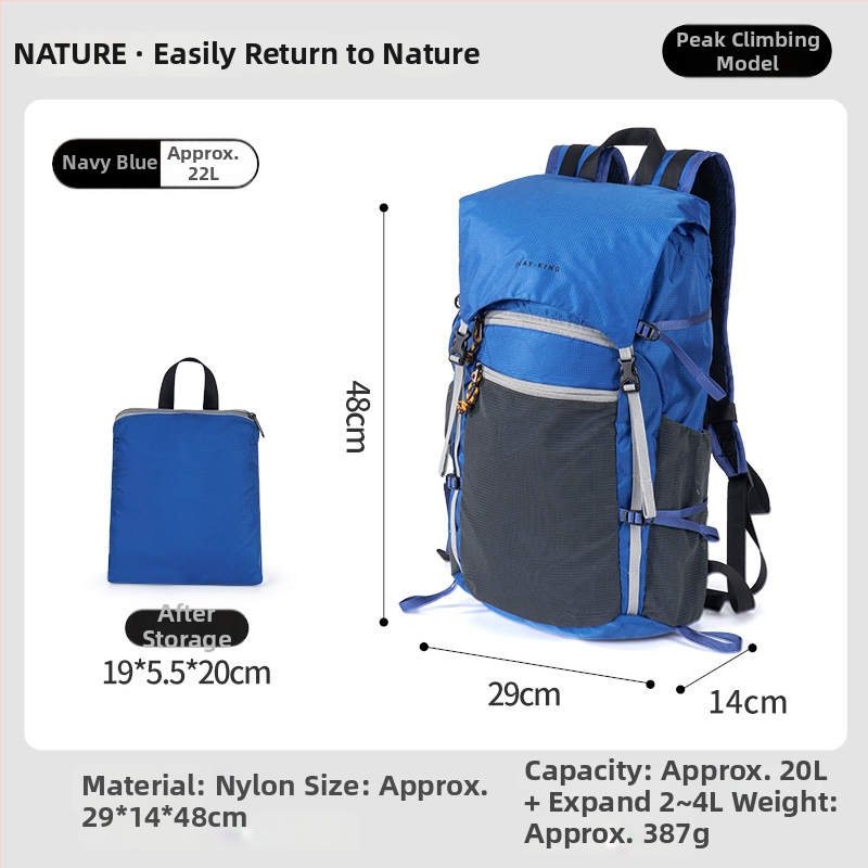 Turistický batoh, ultra ľahký, skladací, nepremokavý, s veľkým objemom, nylónová konštrukcia