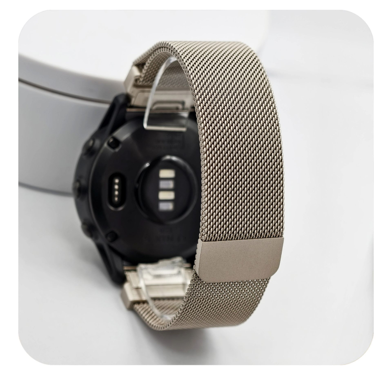Garmin-kompatibilný nerezový náramok na hodinky s klipovou sponou, módny vzhľad, 52 g.
