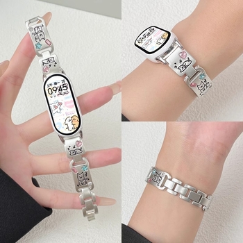 Brățară metalică pentru Xiaomi Mi Band 10 – stil modern (Material: metal; Închidere: buton snap; Greutate: ~30 g; Lansare: 2024)