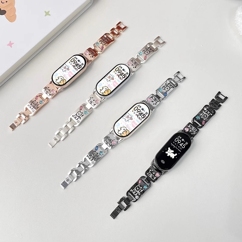 Brățară metalică pentru Xiaomi Mi Band 10 – stil modern (Material: metal; Închidere: buton snap; Greutate: ~30 g; Lansare: 2024)