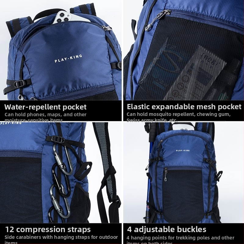 Turistická taška z nylonu, ultra ľahká, rozšíriteľná, znižuje zaťaženie, dá sa uložiť (materiál: nylon; nosný systém: zakrivený ramenný popruh)