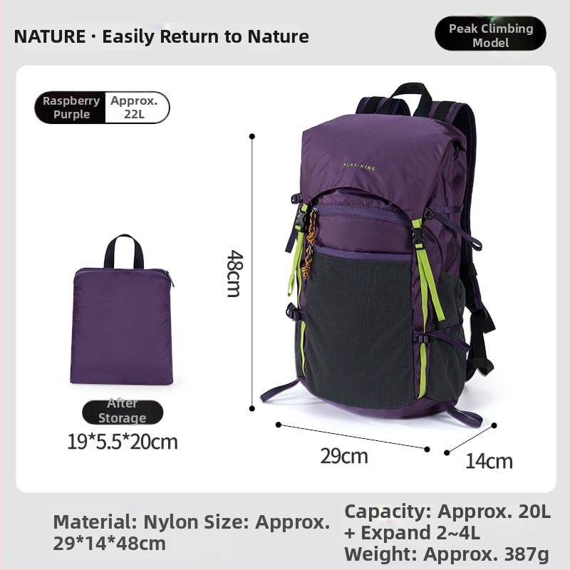 Túra hátizsák – ultrakönnyű, vízálló, összecsukható, bővíthető, uniszex (anyag: nylon; funkciók: ultrakönnyű kialakítás; bővítés; tárolható)