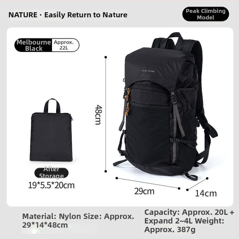 Túra hátizsák – ultrakönnyű, vízálló, összecsukható, bővíthető, uniszex (anyag: nylon; funkciók: ultrakönnyű kialakítás; bővítés; tárolható)